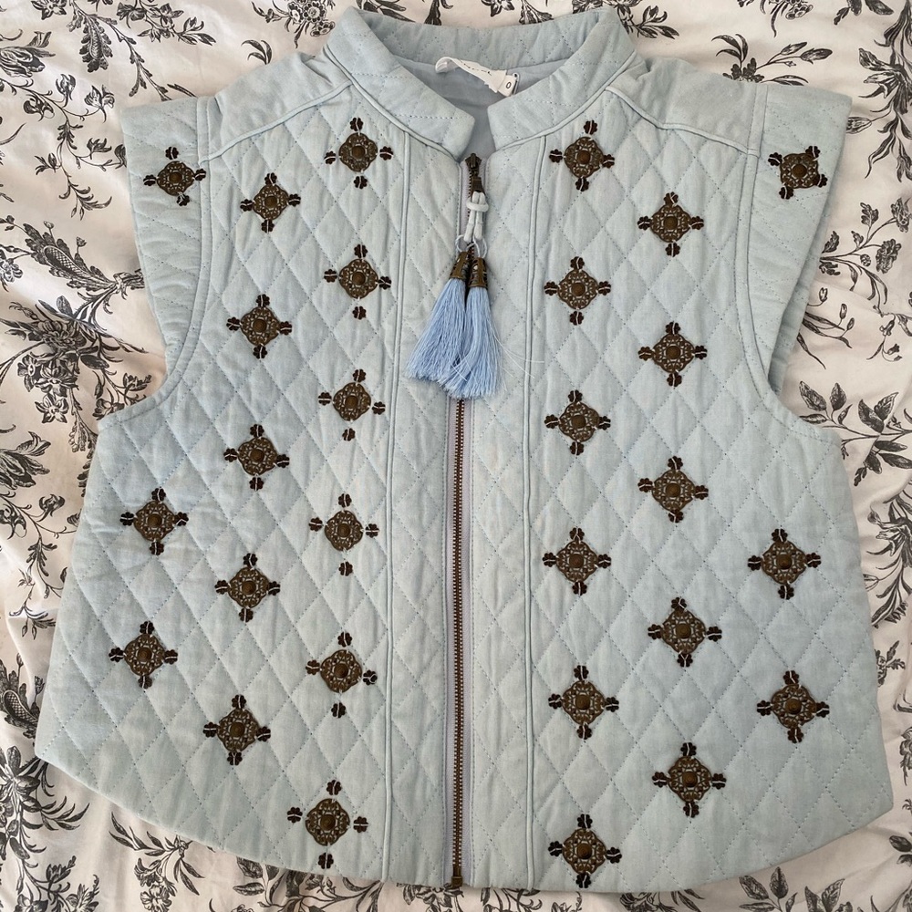 This is a Jacqueline vest ice blue